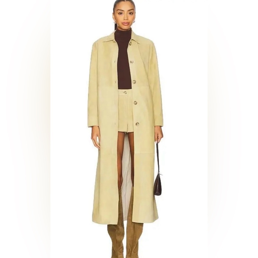 ZUT Butter Goat Suede‎ Long Coat Size L 100% Natural Goat Suede | $1200 Retail